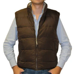 Chaleco Doble Vista De Pluma De Ganso Resistol Oliva/Choco
