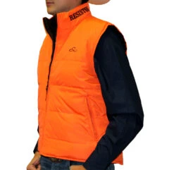 Chaleco Doble Vista De Pluma De Ganso Resistol Choco/Naranja -Resistol Shop Chaleco Orange Choco Side